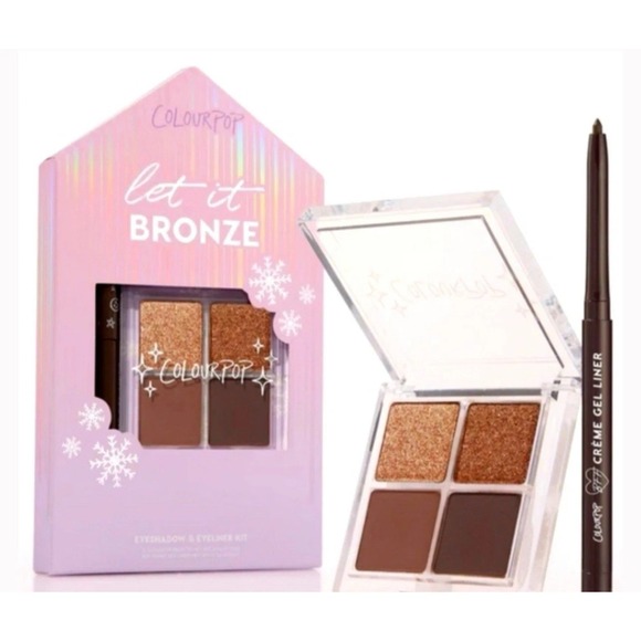 ColourPop Let It Bronze Eyeshadow Palette + BFF Creme Gel Liner Holiday Kit NIB - Picture 1 of 7